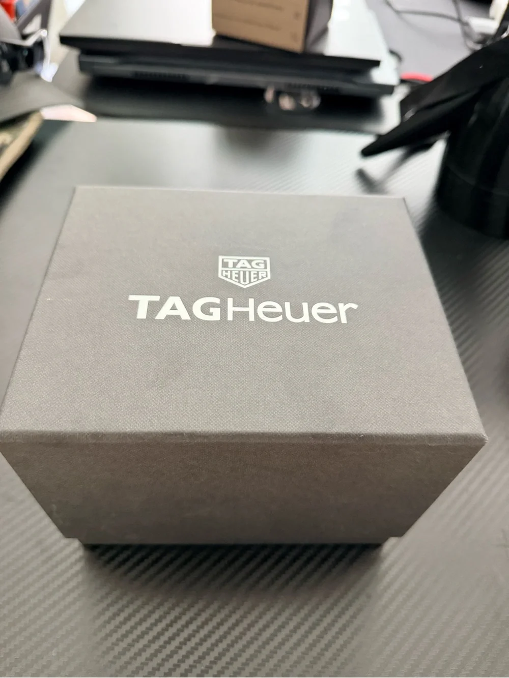 Tag Heuer Blue Dial Chronograph with Brown Leather Strap and Black Rubber Extras
